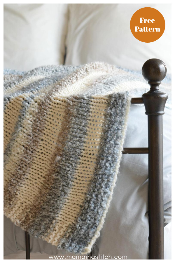 Easy Stockinette Stitch Blanket Free Knitting Pattern