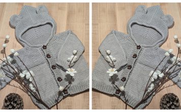 Baby Bear Hoodie Sweater Free Knitting Pattern