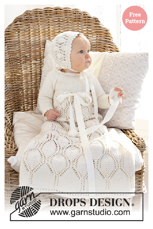 Christening Gown and Bonnet Free Knitting Pattern