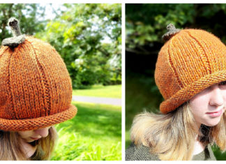 Chunky Pumpkin Roll Beanie Free Knitting Pattern