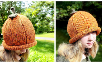 Chunky Pumpkin Roll Beanie Free Knitting Pattern