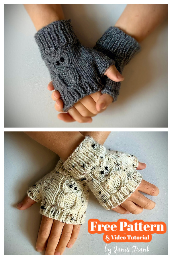 Owl Fingerless Gloves Free Knitting Pattern