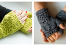 Owl Fingerless Gloves Free Knitting Pattern