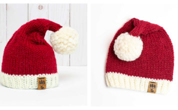 Santa Cap Christmas Hat Free Knitting Pattern