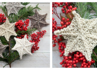 Easy Star Shape Ornaments Free Knitting Pattern