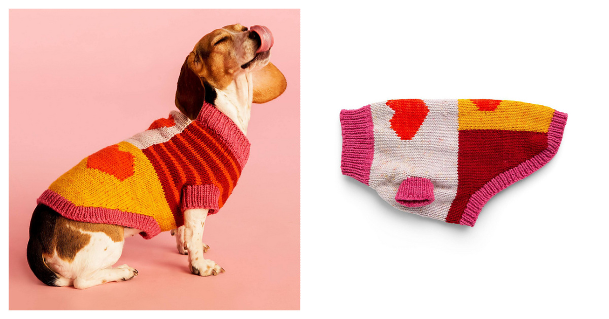Doggie's Got Heart Sweater Free Knitting Pattern