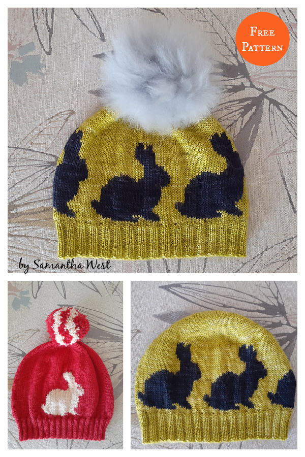 Bunny Silhouette Hat Free Knitting Pattern