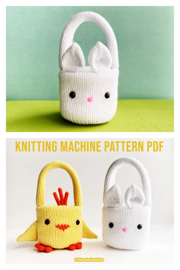 Easy Bunny Basket Free Knitting Pattern