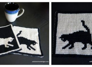 Cat Playtime Potholder Free Knitting Pattern