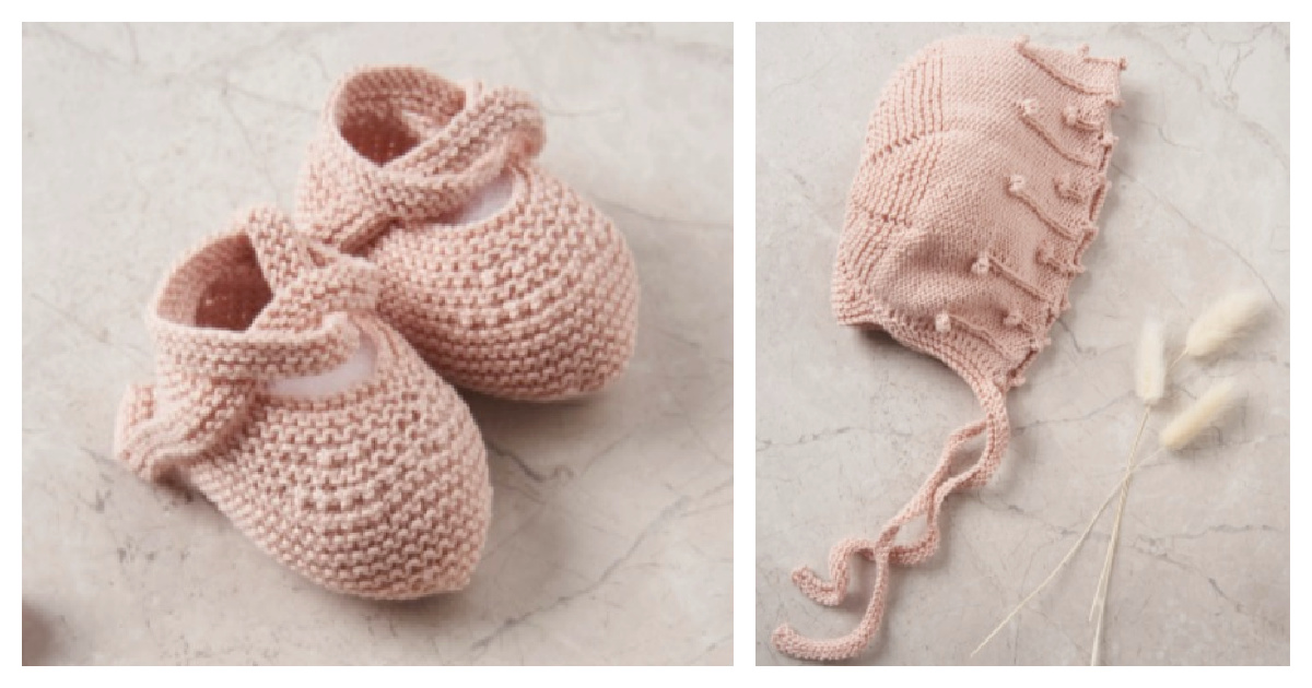 Sweet Pink Baby Set Baby Bonnet Free Knitting Pattern