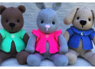 Cuddly Critters Bear Bunny and Puppy Free Knitting Pattern