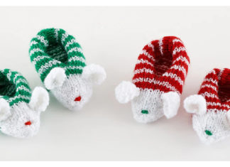 Holiday Mouse Slippers Free Knitting Pattern