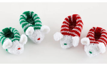 Holiday Mouse Slippers Free Knitting Pattern