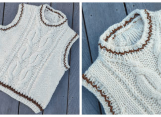 Snowfall Cabled Vest Free Knitting Pattern