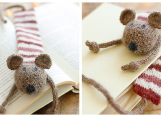 Library Mouse Bookmark Free Knitting Pattern