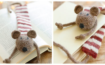 Library Mouse Bookmark Free Knitting Pattern