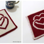 Double Hearts Potholder Free Knitting Pattern