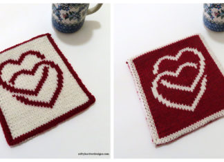 Double Hearts Potholder Free Knitting Pattern