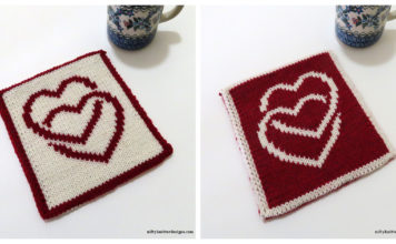 Double Hearts Potholder Free Knitting Pattern