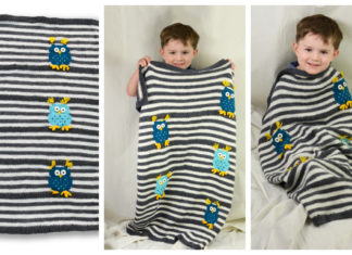 Five Little Owls Blanket Free Knitting Pattern
