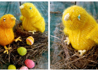 Fuzzy Easter Chicks and Mini Easter Eggs Free Knitting Pattern