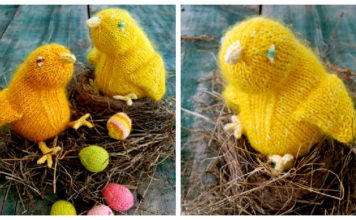 Fuzzy Easter Chicks and Mini Easter Eggs Free Knitting Pattern