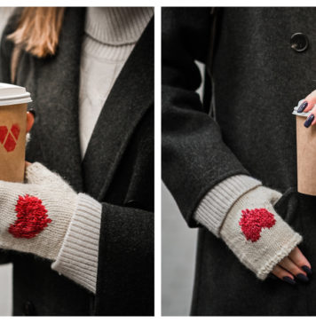 Heart Story Fingerless Mittens Knitting Pattern