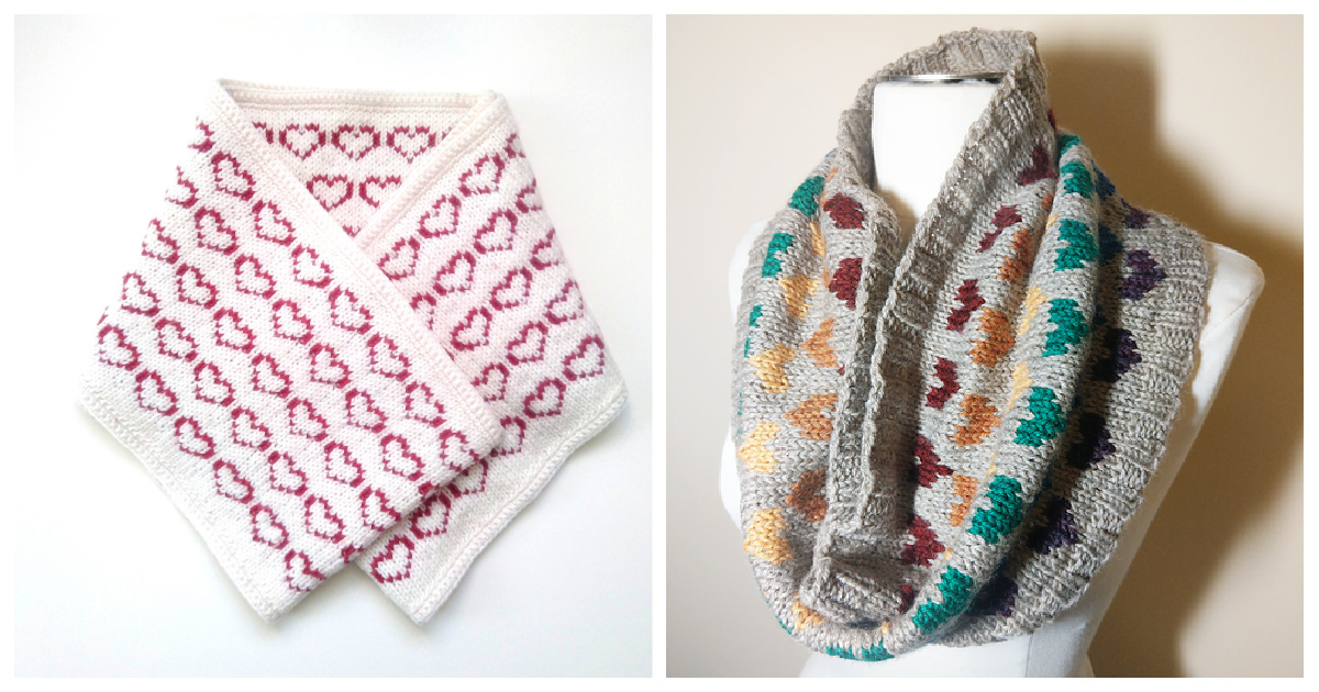 Hearts & Hearts & Hearts Cowl Free Knitting Pattern