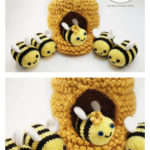 Hide-Away Beehive and Bees Knitting Pattern