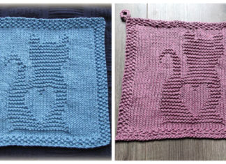 Kitty Love Washcloth Free Knitting Pattern