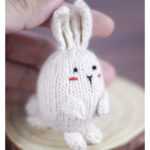 My white Bunny Keychain Free Knitting Pattern