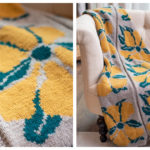 Big Flower Blanket Free Knitting Pattern