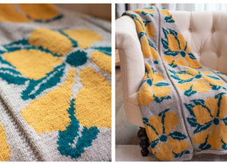 Big Flower Blanket Free Knitting Pattern