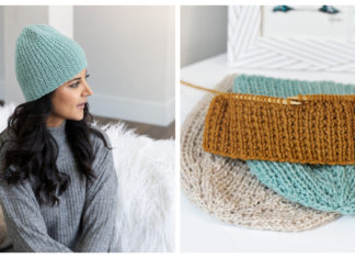 Broken Rib Stitch Beanie Free Knitting Pattern