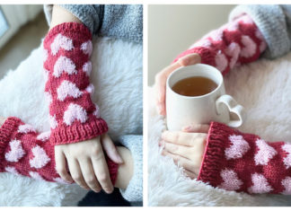 Heart Wrist Warmers Free Knitting Pattern