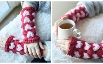 Heart Wrist Warmers Free Knitting Pattern