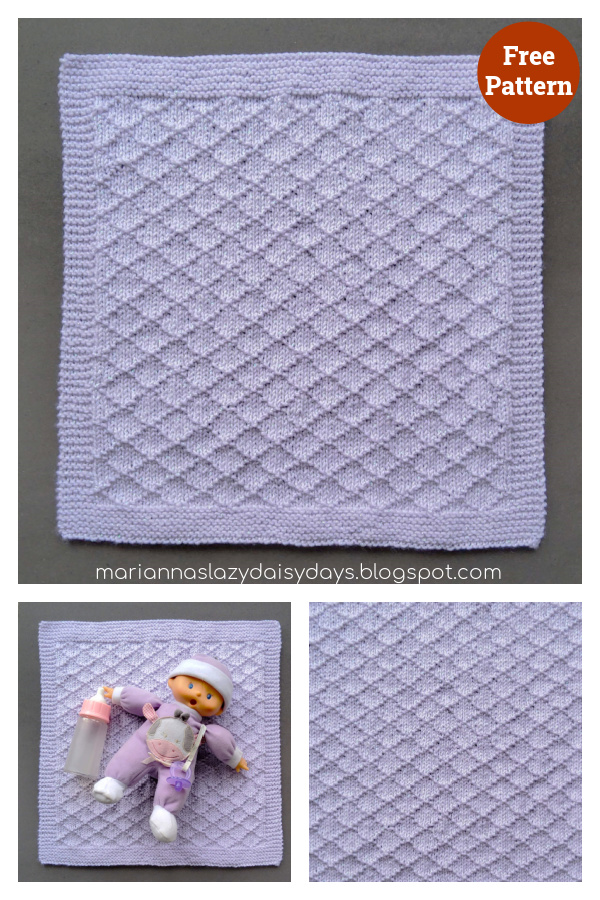 Diamond Brocade Blanket Free Knitting Pattern