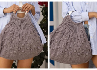 Bobble Stitch Gray Handbag Free Knitting Pattern