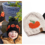Colorwork Pumpkin Hat Free Knitting Patterns