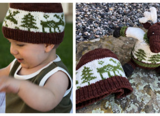 Moose and Pine Hat Free Knitting Pattern