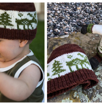 Moose and Pine Hat Free Knitting Pattern