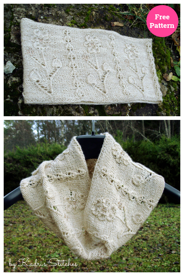 Nature Vivante Lace Cowl Free Knitting Pattern