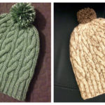 Staggered Cable Rib Beanie Free Knitting Pattern