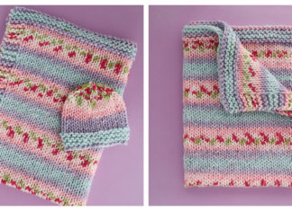 Blooms Baby Blanket and Hat Set Free Knitting Pattern