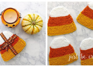 Candy Corn Coaster Free Knitting Pattern and Video Tutorial