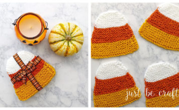 Candy Corn Coaster Free Knitting Pattern and Video Tutorial