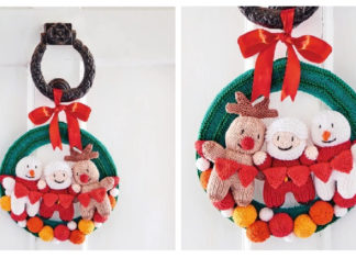 Christmas Wreath with Characters Free Knitting Pattern