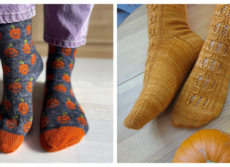 Halloween Pumpkin Socks Knitting Patterns