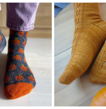 Halloween Pumpkin Socks Knitting Patterns