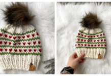 Holiday Hearts Hat Free Knitting Pattern